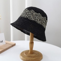 Summer new women's hat Japanese hand-woven fisherman hat hollowed out sun hat Korean version small rim bucket straw hat